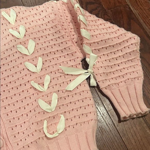 Pink Knit Sweater with Ribbon Details - Picture 3 of 7